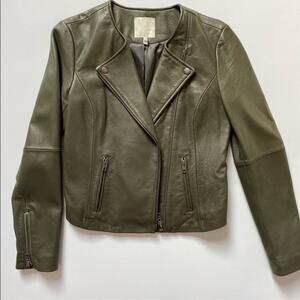 Joie Forest Green Leolani Leather Moto Jacket